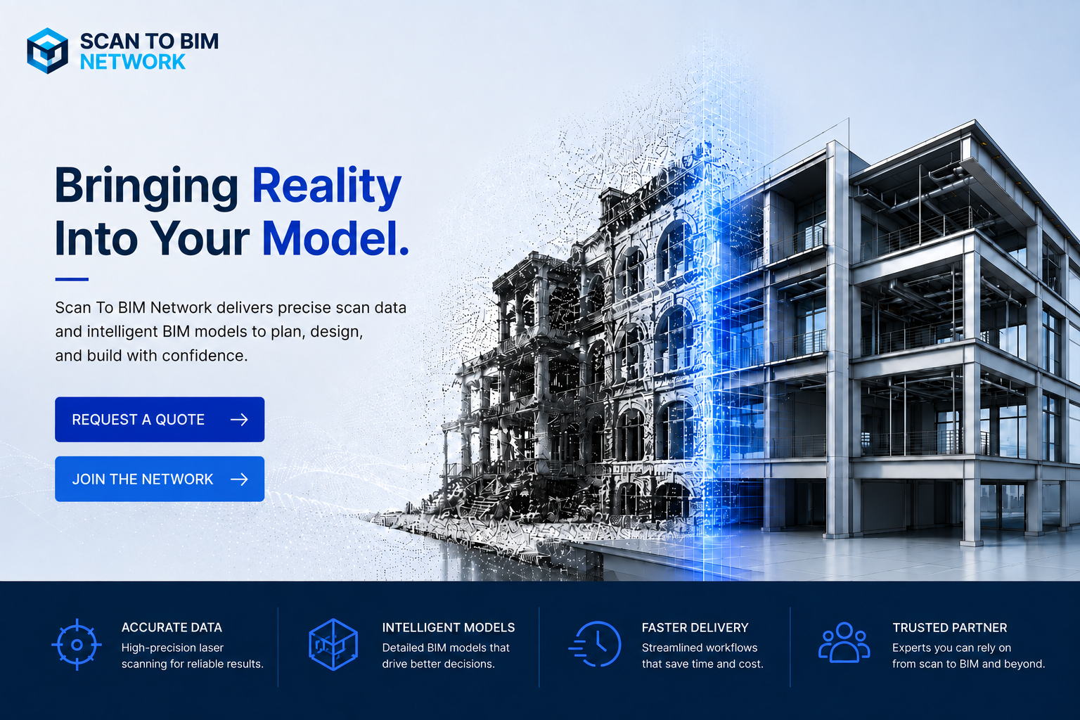 Scan To BIM Network providing reality capture, 3D laser scanning and BIM services
